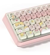 Double Shot PBT keycaps Set,MOA Profile,Pink Cute keycaps 60% 75% 100%,Dye Sublimation Keyboard c...