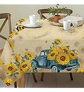 Cusugbaso Sunflower Tablecloth 60x84 Inch Rectangle, Sunflower Decorations for Home, Spring and S...
