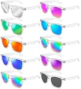 Pibupibu Wholesale Black/Clear Frame Party Sunglasses Bulk, Retro 80s 90s Mirror Neon Sunglasses ...