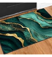 2x3FT Area Rug Green Gold Abstract Indoor Entryway Rug, Washable Non Slip Front Door Rugs for Hal...