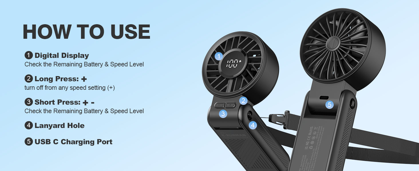 personal fan portable rechargeable