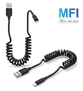 Coiled Lightning Cable, 2 Pack Retractable iPhone Charger Cord for Car [MFi Certified] Short Appl...