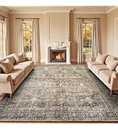 Lofus 8x10 Area Rug for Living Room,Brown Washable Large Rugs with Non-Slip Backing,Soft Neutral ...