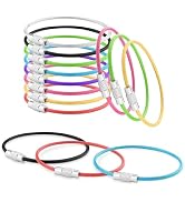 ManTangSun 16Pcs Stainless Steel Key Rings, 6 Inch Luggage Tags Loops 2mm Coated Wire Keychain Ca...