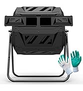 Compost Tumbler Bin Composter Dual Chamber 43 Gallon (Bundled with Pearson's Gardening Gloves)