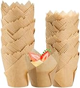 NPLUX 200PCS Parchment Tulip Cupcake Liners Muffin Liners for Baking Greaseproof Cupcake Wrappers...