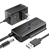 SATA to USB Adapter with Power, USB 3.0 to SATA III Internal Hard Drive Reader for 2.5" SSD/3.5" ...