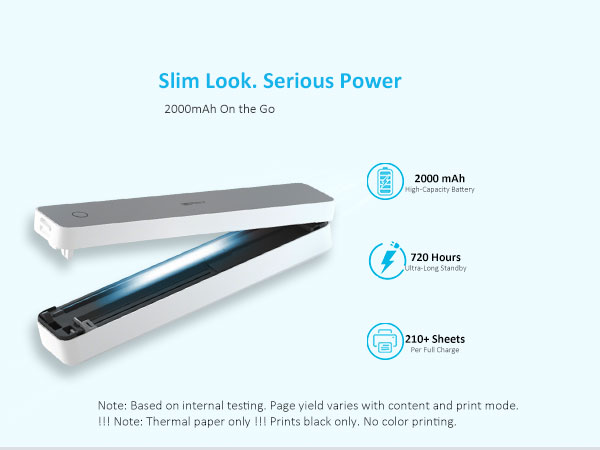 nkless Portable Printer for Travel, Wireless Thermal Printer