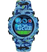 Dayllon Kids Watch Digital Outdoor Sport Waterproof Boys Watches 12/24H Alarm 7 Colorful Backligh...