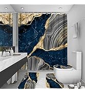 beifivcl 4Pcs Marble Shower Curtain Sets with 12 Hooks, Luxury Bathroom Decor Sets - Curtain, Toi...