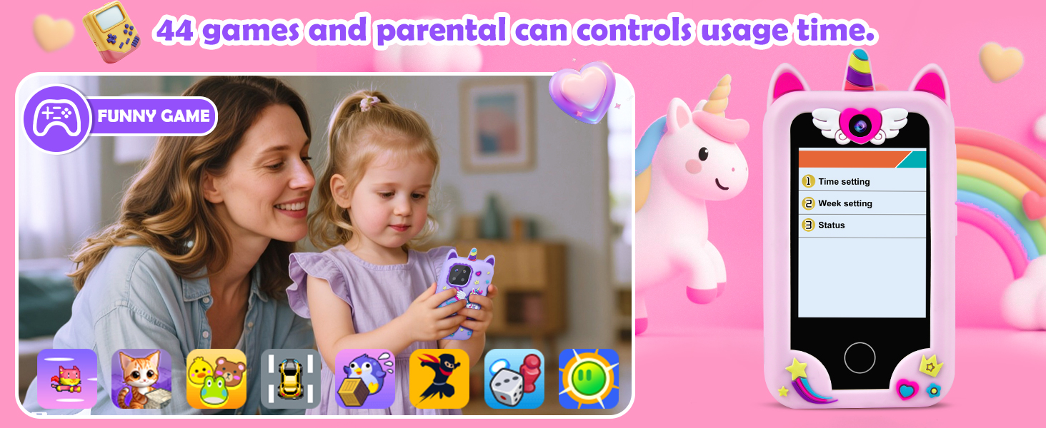 Kids Mobile Phone Toy with Dual Cameras, 2.8 Inch Touchscreen, Music Player, Games with 32 GB Card