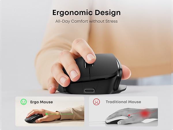 Wireless Bluetooth Mouse Ergonomic design