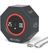Secura Pomodoro Timer, Rotating Cube Time Tracker, Flip Gravity Sensor with 7 Presets, Visual Pro...