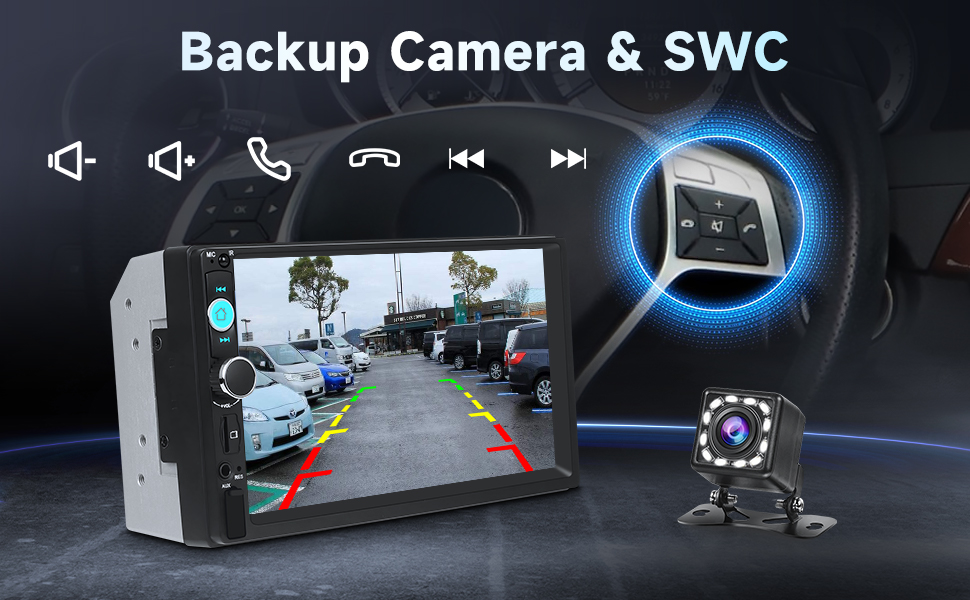 Double Din Car Stereo Bluetooth 7 inch Touch Screen 