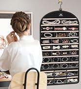 MATEIN Hanging Jewelry Organizer with Removable Zipper Jewelry Pouches, Tangle-Free Necklace Hang...