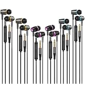 Earbuds Wired with Microphone Pack of 6, in-Ear Headphones,Noise Isolating,Powerful Heavy Bass, E...
