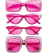 Matcheck 4 Mixed Style Sunglasses Classic Retro Pink Girls Party Favors Glasses Colored Costume B...