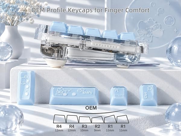 Shine through Keycaps Set OEM Profile, Cute Custom Keycaps, Jelly Keycaps, Clear Cute Keycaps