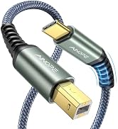 AINOPE USB B to USB C Printer Cable 6.6FT, USB2.0 Printer Cable to USB [High Speed] Nylon Braided...