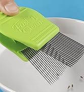Close-up of Fast N Clean Lice Comb: fine-toothed stainless steel teeth effective lice nit removal