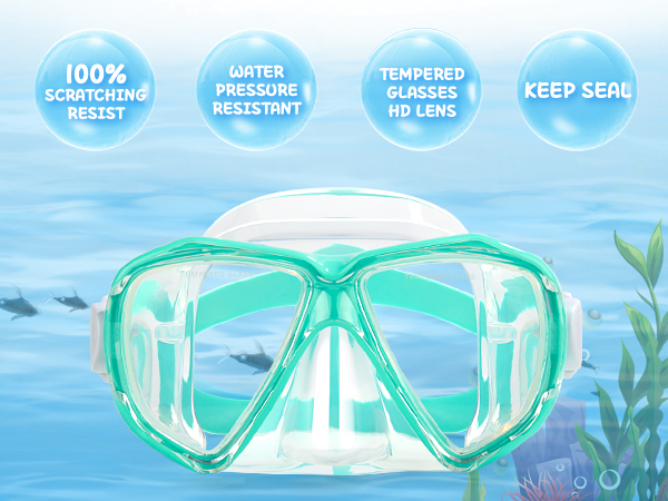 Kids Swim Goggles Snorkel Diving Mask Anti-Fog swim mask goggles with noes cover for kids(5-15)