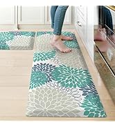 KIMODE Comfort Kitchen Mats for Floor Cushioned Anti Fatigue,Boho Floral Kitchen Rugs Sets of 2 N...