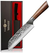 YUSOTAN Damascus Japanese Santoku Knife 7inch Damascus kitchen knife Chef knofe High Carbon Stain...