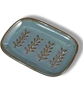 Aesthetic Ceramic Soap Dish for Shower, Soap Holder with Raised Relief, Shower Soap Dish for Sham...