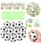 CY2SIDE 12 Pack Soccer Squeeze Toy Party Favor Gift Set with Ballpoint Pen Sticker and Organza Ba...