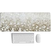 PaJiaNi Beige Spring Floral Mouse Pad,Summer Wildflower Aesthetic Mouse Pads,Cottagecore Flower D...