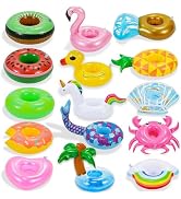 Inflatable Drink Holder, 15 Pack Drink Floaties for Pool, Pool Drink Floats for Hawaii Themed Poo...