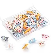 GOOLADA 36 Pieces Cute Thumb Tacks,6 Style Cute Cat Push Pins, Fun Thumbtacks, Push Pins for Cork...