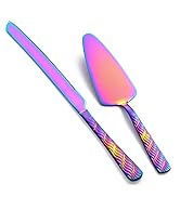FULLYWARE Rainbow Cake Cutting Set, Stainless Steel Cake Knife and Server, Cake Pie Cutter Set fo...