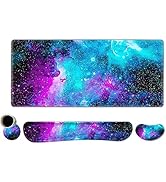 ToLuLu Desk Mat, Gaming Mouse Pad Wrist Support 4 in1 Set, XXL Large Mouse Pad + Keyboard Wrist R...