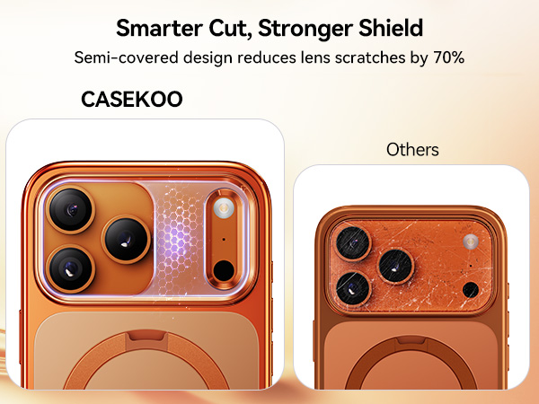 Orange for iPhone 17 Pro Case with 360 Spin Magnetic Stand Slim Polished Clear