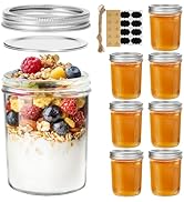 ComSaf Wide Mouth Mason Jars 16 oz - 8 Pack, Pint Glass Jars with Lids and Seal Bands, Canning Ja...