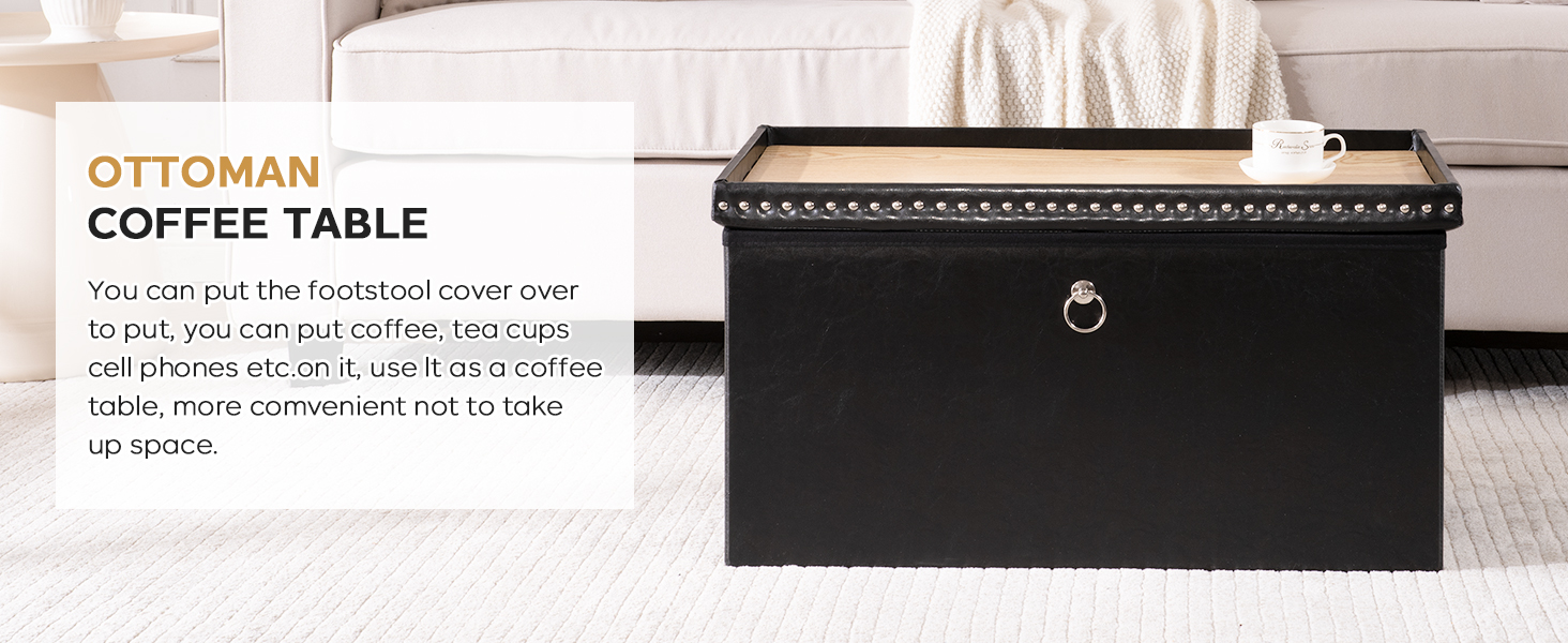 oakvivo Folding Storage Ottoman Bench Small Leather Foot Rest Stools Ottoman with Storage Footstool