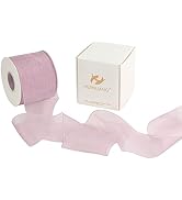 HUIHUANG Mauve Organza Ribbon 3 inch Dusty Rose Shimmer Sheer Organza Fabric Ribbon for Flower Bo...