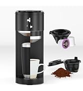 Electactic Single Serve Coffee Maker, Compatible with Capsule and Ground, 5 Brew Sizes Up to 14 O...