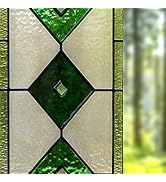 Nuxovilar Green Diamond Window Film, 17.7×39.4inch, Gradient Diamond Pattern Static Cling for Hom...