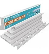 EVZA 157in Cord Hider for 1-2 Wire, Self Adhesive One-Cord Channel Cable Concealer, Paintable Cab...