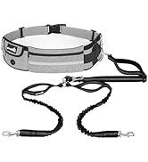 Pecute Dog Leash Hands Free 2 Dogs, Waist Belt Fanny Pack with Soft Padded, Dual Leash with Pouch...