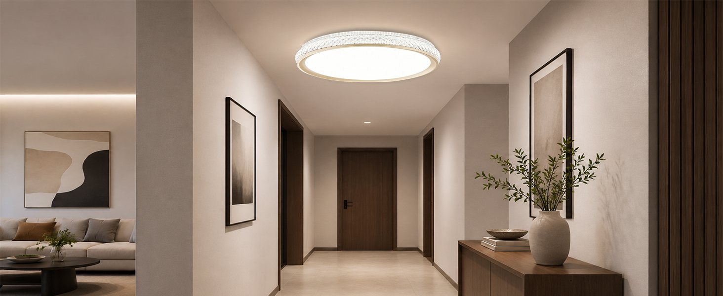 LED Flush Mount Ceiling Light Fixture 5CCT Dimmable Modern Close to for Kitchen Bathroom Hallway