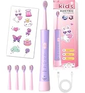 JTF Rechargeable Electric Toothbrush for Kids: 5 Gentle Modes for Ages 3+, Safe &amp; Effective for S...