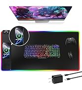 Mouse Pad with Wireless Charging, RGB Gaming Mousepad, Large Desk Mat with Ultra-Smooth Surface, ...