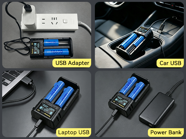 D2 18650 Battery Charger-2 Bay 1A Fast 3.7V 600(4)