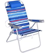 SUNNYFEEL Tall Folding Beach Chair Lightweight, Portable Sand Chair for Adults Heavy Duty 500 LBS...