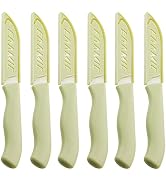 6 Pack Ceramic Paring Knife With Cover, Lightweight Fruit and Vegetable Small Knife Perfect Thank...