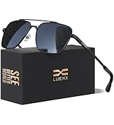 LUENX Aviator Sunglasses for Men Women Square Polarized Polygon Lens - UV 400 Protection