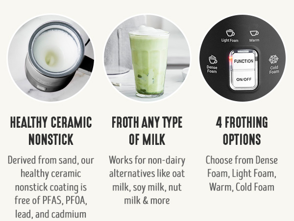 GreenLife, Ceramic Nonstick, PFAS-Free, Non-Toxic, Electrics, Milk Frother